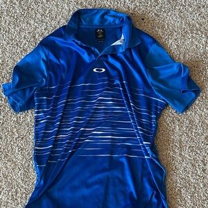 Oakley Men's Royal Blue Striped Performance Polo S